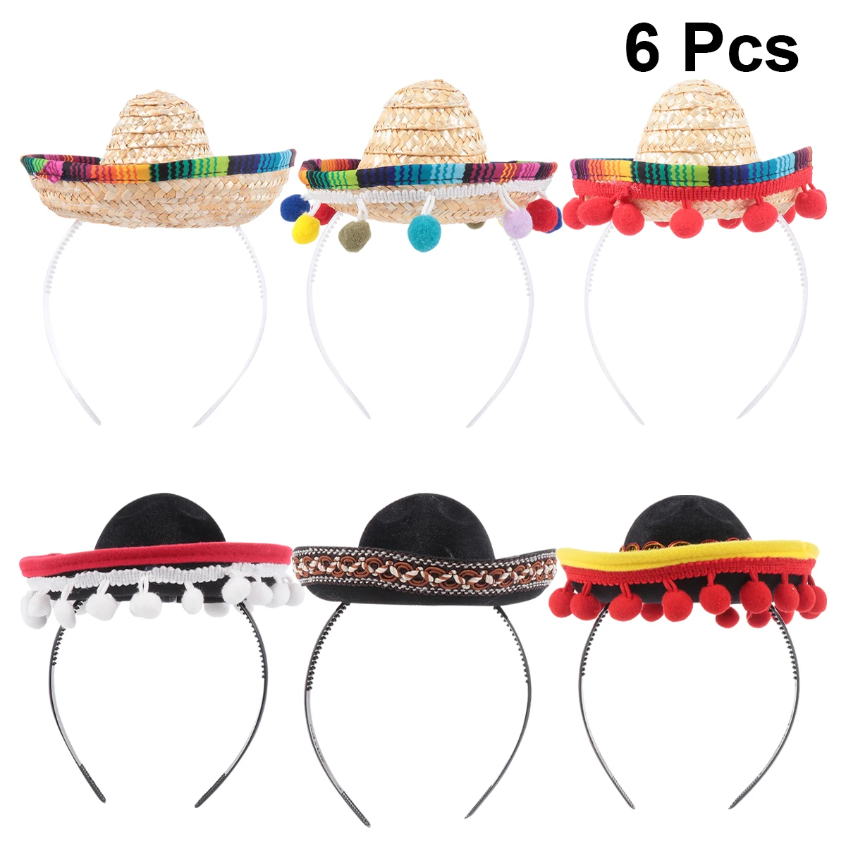 6pcs Mexican Hat Hair Hoops Mini Sombrero Headbands Festival Headdress  Performance Props Party Favors - Party Hats - AliExpress