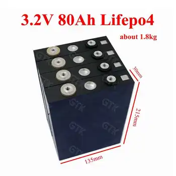 

40pcs 3.2v 80Ah lifepo4 high capacity battery GTK lifepo4 3.2v battery cells for battery pack diy solar power backup