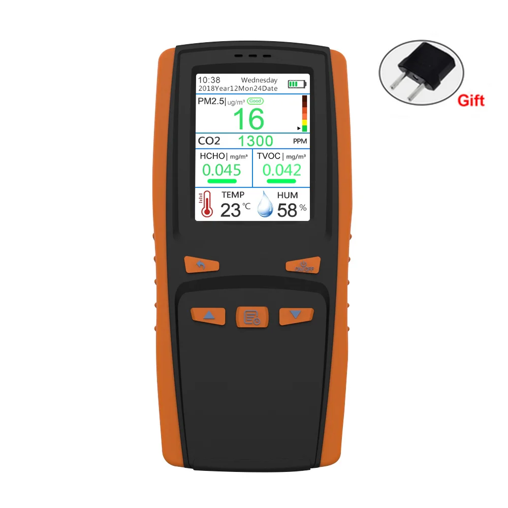 Детектор газа CO2 PM2.5 HCHO углекислого формальдегида PM 2 5 TVOC ручной детектор качества