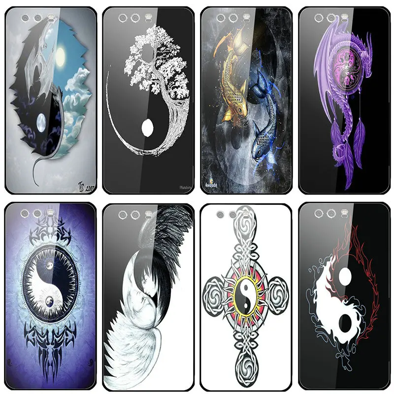 Tempered Glass Phone Cases for Huawei Mate 20 Y6 Y9 Honor 8X 8 8A 9 10 P20 P30 Plus Lite Pro 2018 2019 Tribal Yin Yang Poster | Мобильные