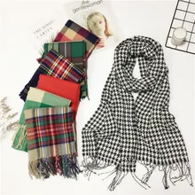 Детский шарф, Осенние Зимние теплые шарфы для мальчиков и девочек, клетчатый искусственный кашемир, шарфы, модный шейный платок