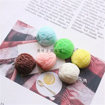 

10Pcs Flatback Resin Ice Cream Ball Miniature Fake Food Flatback Cabochons Embellishment For Scrapbooking DIY Phone Case Deco