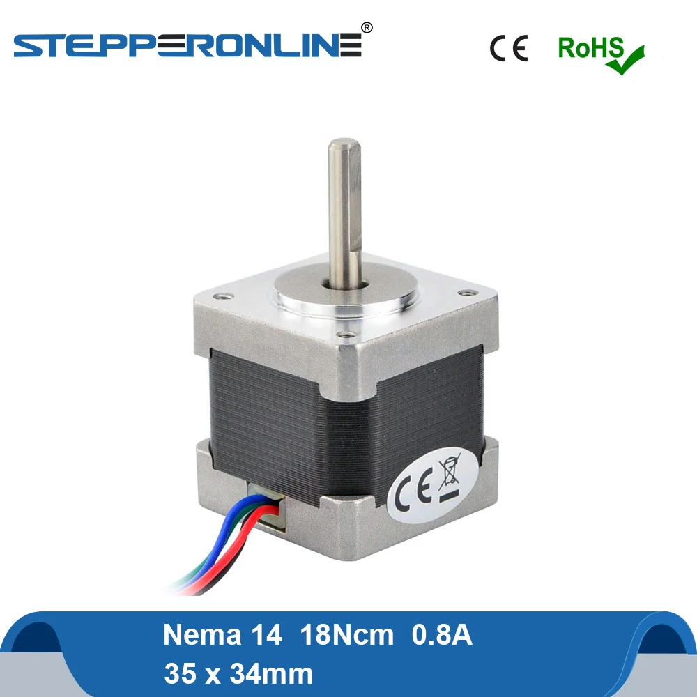 

Nema14 Stepper Motor 18Ncm(25.5oz.in) 35x34mm 0.8A 4-lead Nema 14 Stepping Motor for CNC 3D Printer