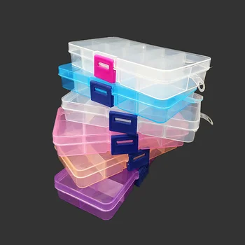 

1PCS 10 Grids Organizer Adjustable Jewelry Box Beads Nail Art Tips Key Storage Box Case Small Plastic Box