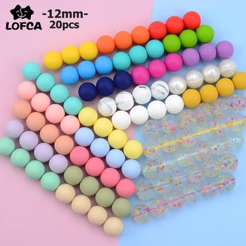 

LOFCA 12mm 20pcs/lot Silicone Loose Beads Teething Beads DIY Chewable Colorful Teething For Infant Baby Teether Round