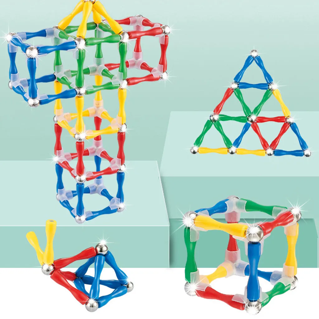 124 шт./компл. и обучающие игрушки Магнитный пазл коробка Обучающие игрушки Магнитная конструкция палки строительные блоки Y1122