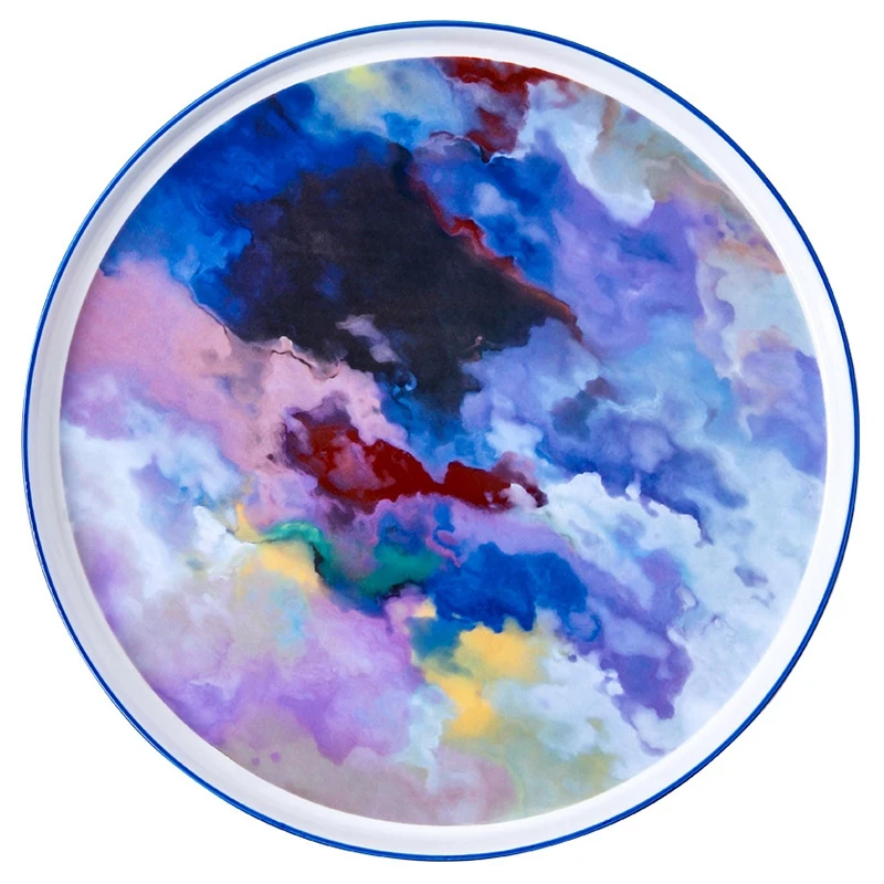 Watercolor Painting Dinner Plate Unique Hand Paint Dinnerware Set Dishwasher Microwave Oven Safe