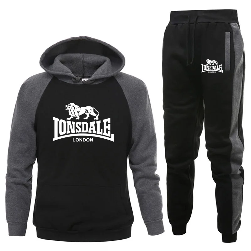 Новый спортивный костюм для мужчин LONSDALE комплект толстовок с капюшоном и принтом