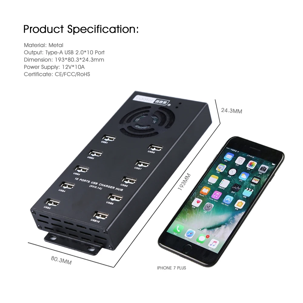 Sipolar a-400 Industrial 10 port metal universal usb hub phone tablet charger for Bitcoin and Litecoin Miners