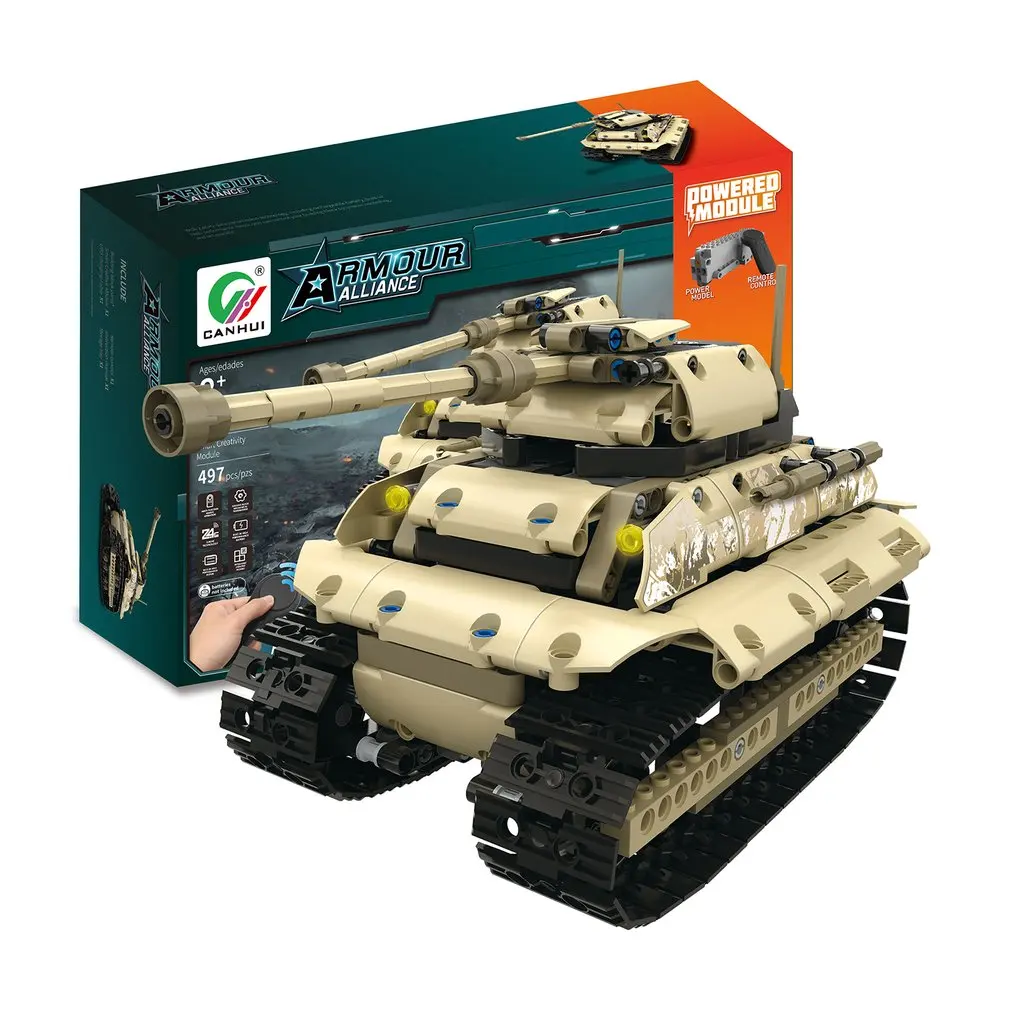 MoFun-13010/13011 2,4G 4H usb зарядка строительный блок имитация тяжелого трека Танк 497 шт DIY электрическая радиоуправляемая модель танка для детей - Цвет: 13011