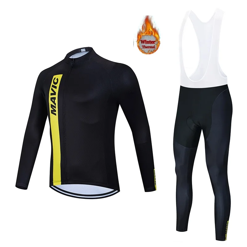 

Mavic 2020 Men's Winter Thermal Fleece Cycling Jersey set Long Sleeves Ropa Ciclismo Maillot MTB Bicycle Clothing Bike Clothes