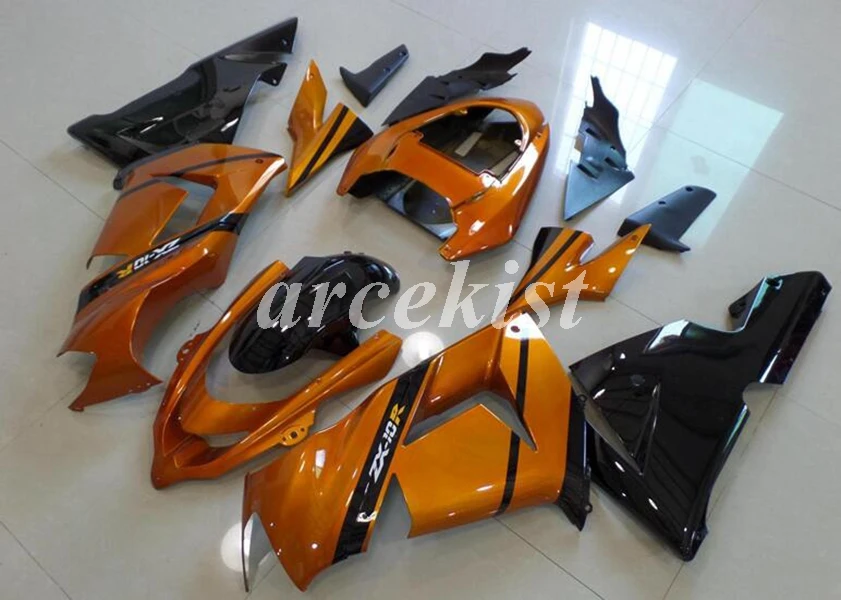4 бесплатные подарки ABS Обтекатели комплект подходит для Kawasaki Ninja ZX-10R 2004 2005 04 05 10R Кузов Набор оранжевый черный