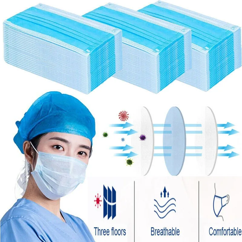 

3 Layer Disposable Protective Face Mouth Mask Anti nCoV PM2.5 Influenza Bacterial Facial Adults Cover Dust-Proof Safety Masks