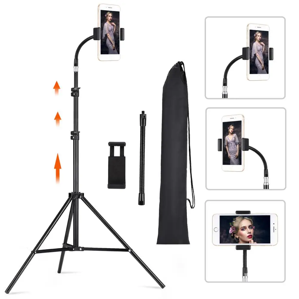 tripod with phone holder 22.8&quot to 67&quot Selfie adjustable smartphone for recording video streaming vlogging or live broadcasting |