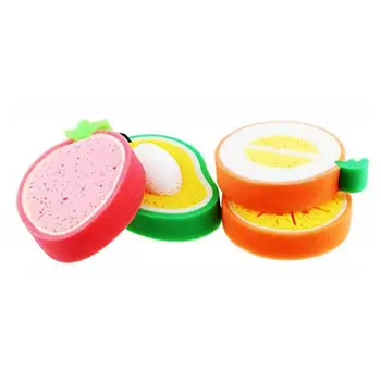 

4PCS's cutest bathing cantaloupe, strawberry, orange, mango bathing lotion is easy to cause foam, soft and does not harm your ba