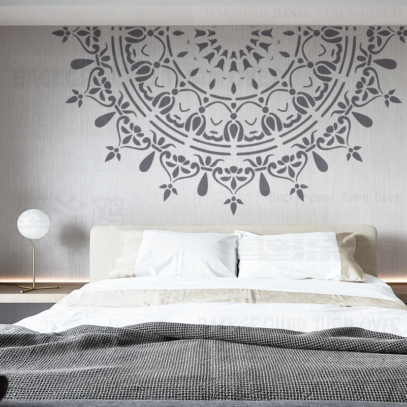 190cm - 230cm Stencil For Wall Furniture Template Large Paint Door On Huge Giant Mandala Ceiling Indian Arabic Ethnic Round S168 |