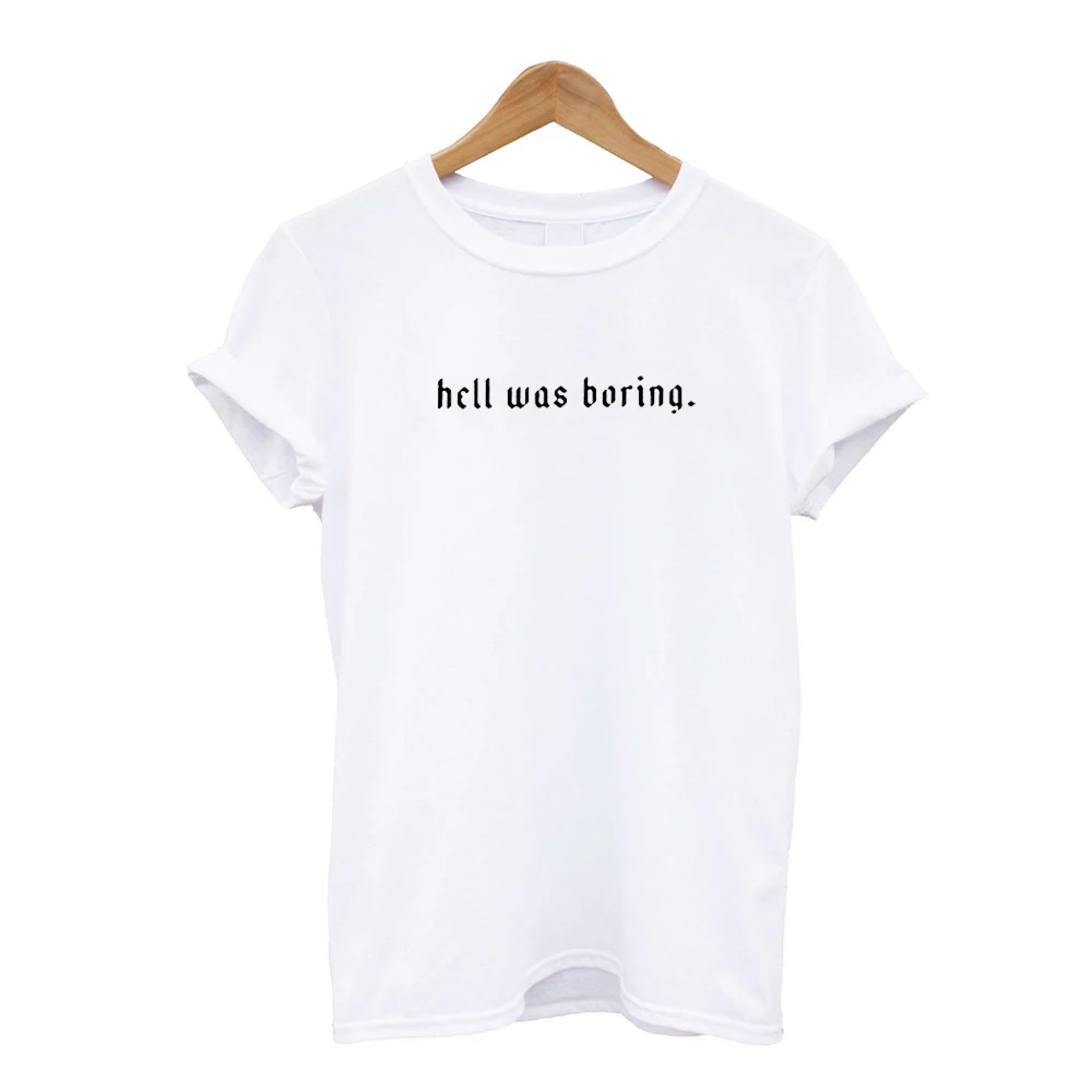 YUTIGRUA Летняя женская одежда уличная футболка в стиле хип хоп Harajuku Hell Was Boring Tumblr