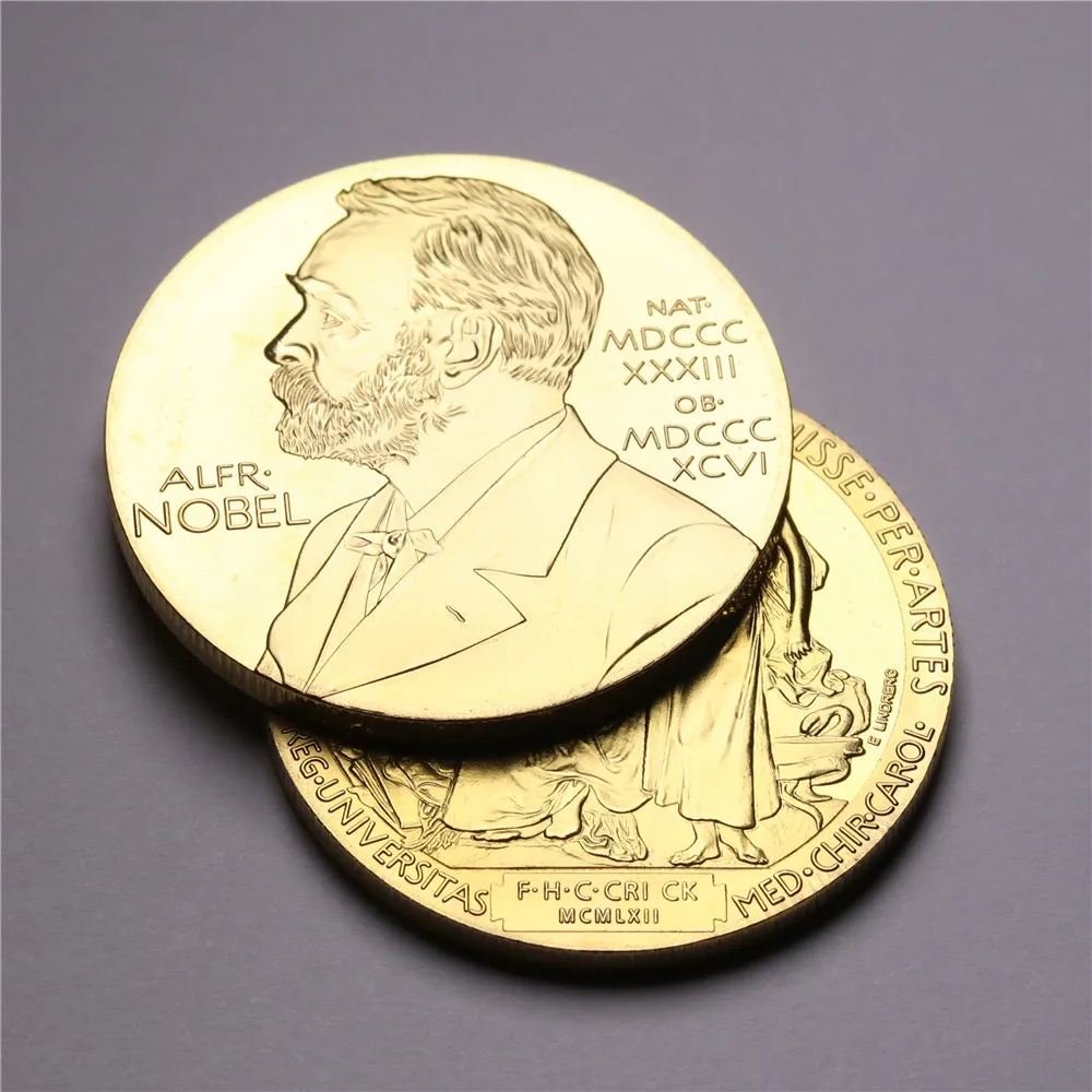 Nobel Prize in Physiology or Medicine Gold Plated Coin Nobel Head Portrait Coin