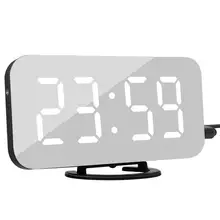Светодиодный зеркальный будильник с диммером Повтор ночник настольные цифровые часы 2 USB порта зарядки для iPhone Androd будильник