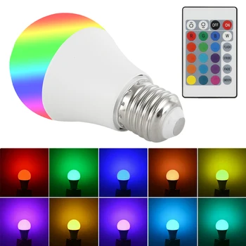 

5W RGB LED Bulb Lights 8Modes 16Colors RGB Light Bulb Lampada Changeable Colorful LED Lightbulb Lamp With IR Remote Control