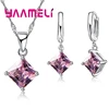 Black Friday Sale Women Pendants Necklace Simple Geometry Square Earrings Crystal 925 Sterling Silver Jewelry Sets for Wedding ► Photo 1/6