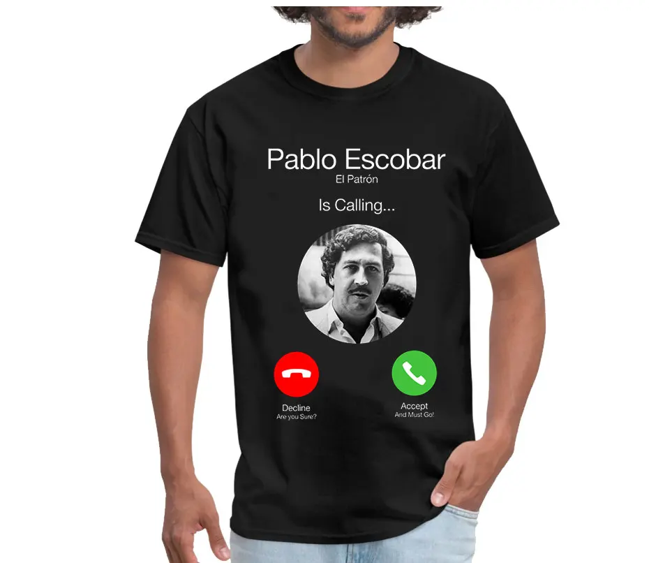 Пабло Эскобар вызов мужские футболки El Patron телефон Повседневная футболка с круглым вырезом на заказ унисекс Чистый хлопок большой размер футболка