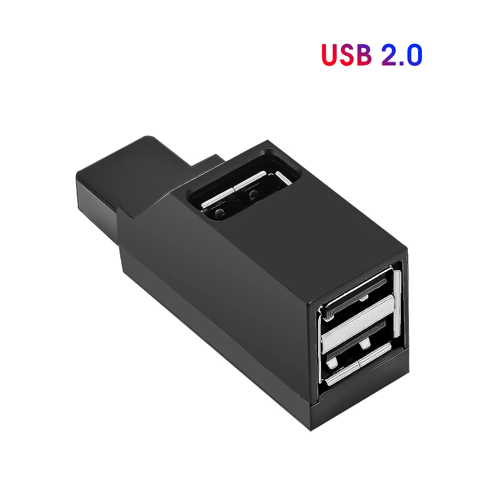 Мини 3 порта USB 3,0 концентратор высокоскоростной передачи данных сплиттер коробка адаптер для MacBook Pro ПК ноутбук многопортовый Универсальный usb-хаб - Цвет: USB 2.0