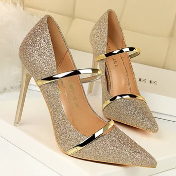 

BIGTREE Shoes New Wedding Shoes Women Pumps Sequin High Heels Women Shoes Office Lady Shoes Women Heels Stiletto Female Heel