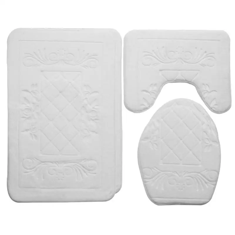 C 3 шт Коврик для унитаза u-образный напольный ковер Aniti-slip Pad изысканный Принт мягкий фланелевый TPR связывающий набор для ванной комнаты - Цвет: C