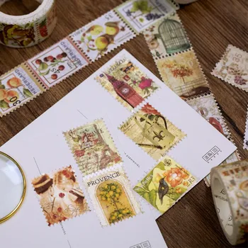 

1pcs Retro Stamp Collection Series Journal Washi Tape Plant mushroom Decorative Adhesive Tape DIY Scrapbooking Sticker Label