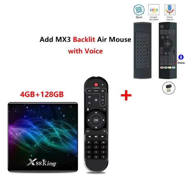 X88 color mx3l mic X88 King Android 9,0 ТВ-приставка Amlogic S922X 4 Гб DDR4 128 ГБ 2,4 ГБ 5G двойной Wifi Bluetooth 5,0 1000M LAN 4K телеприставка медиаплеер - Цвет: X88 color mx3l mic