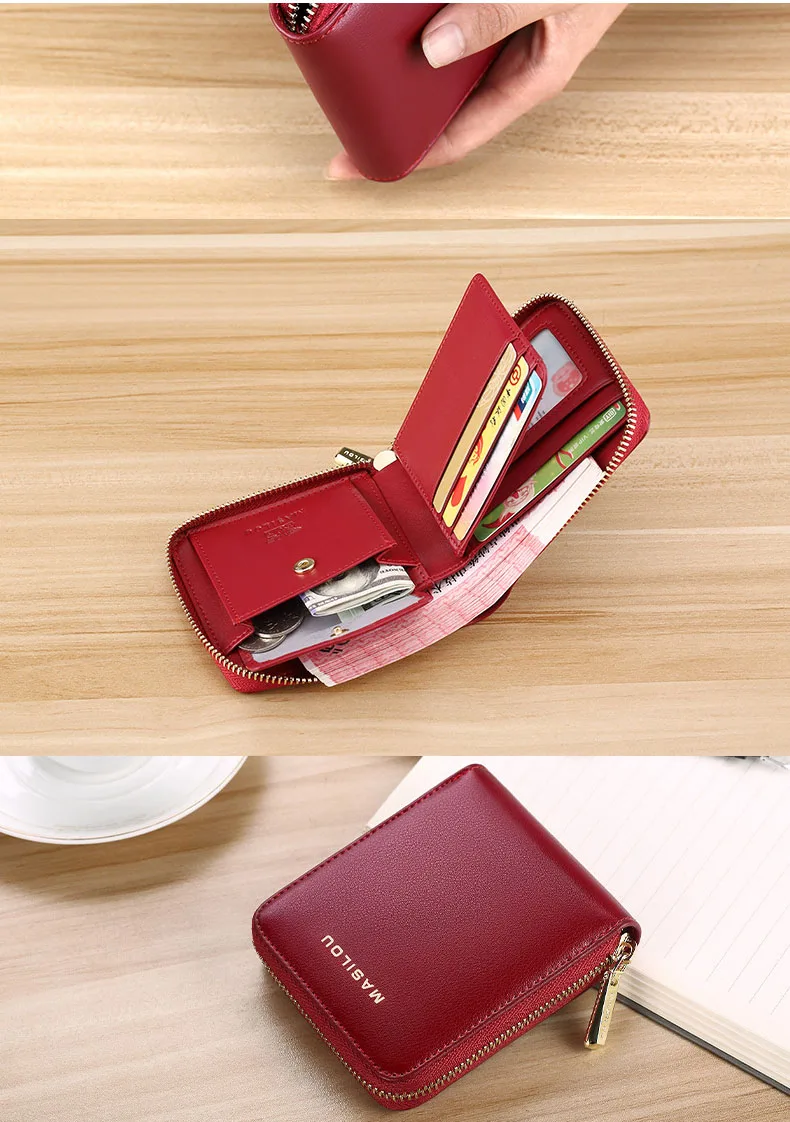 Porte-Monnaie Double Fermeture Éclair Cuir Véritable Brown | Leroy Merlin