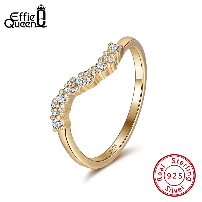 Effie Queen 100% Настоящее серебро 925 пробы геометрическое кольцо для женщин с AAAA ziracn