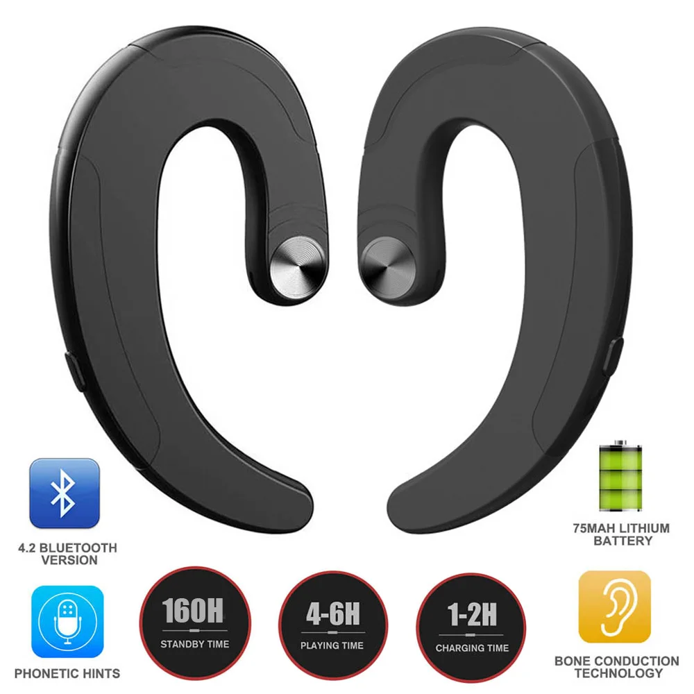 

HBQ Wireless Bluetooth Headphone Earphone Exquisite Earbuds Hook Headset Handsfree Bone Conduction Earphones Headphones with Mic