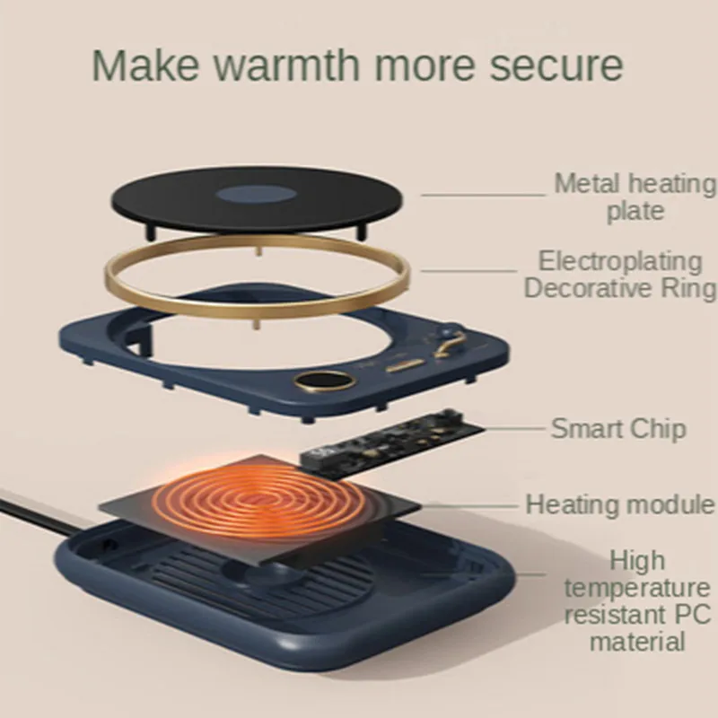 220V Cup Warmer Mug Coffee Cup Heater Mug Smart Timer Heating Coaster Thermostatic Heating Pad Hot Plate Hot Milk Coffee Warmer