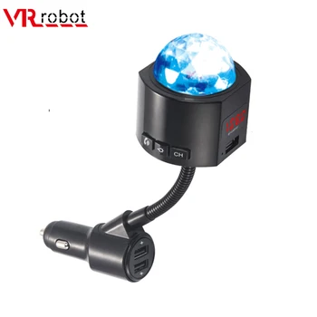 

VR robot Bluetooth 5.0 FM Transmitter Car MP3 Music Player With Colorful Disco Light Wireless Handsfree Car Kit Dual USB Charger