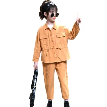 

Teenage Girls Cargo Clothes Jacekt + Pants Girls Clothing Casual Style Outfit For Girls Spring Autumn Tracksuit Kids