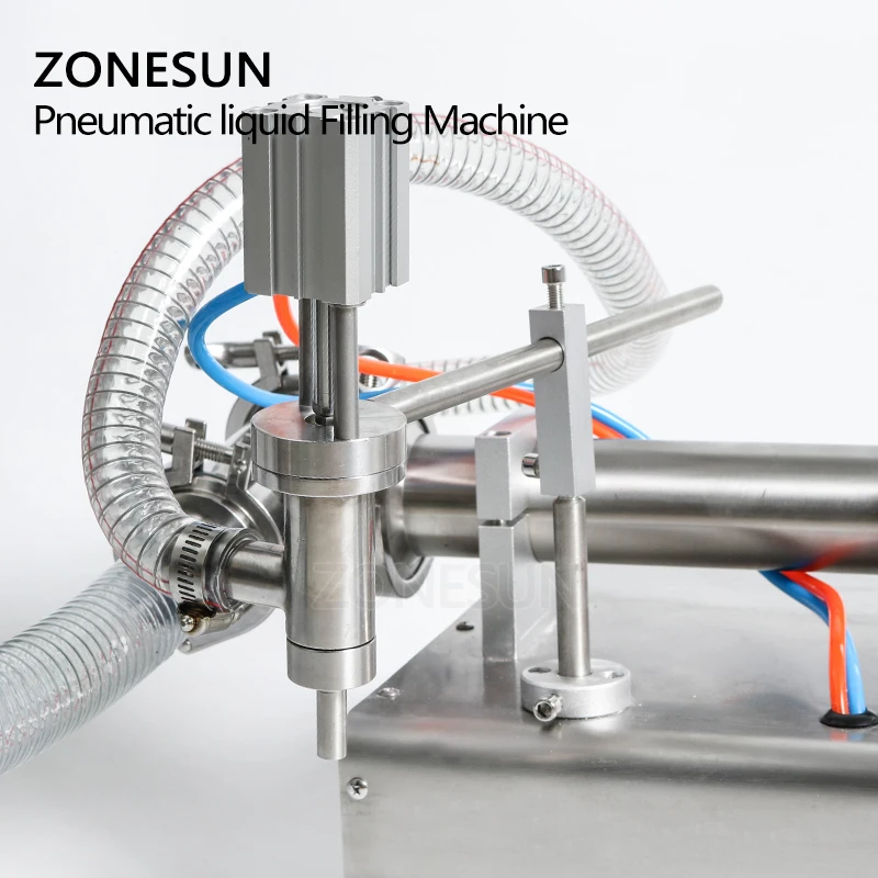 ZONESUN 100-1000mL Pneumatic Piston Liquid Filler Shampoo Water Wine Milk Juice Vinegar Oil Detergent Soap Filling Machine 2