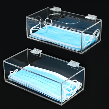

Acrylic Clear Tissue Box Disposable Mask Storage Box Gloves Dustproof Organize Box