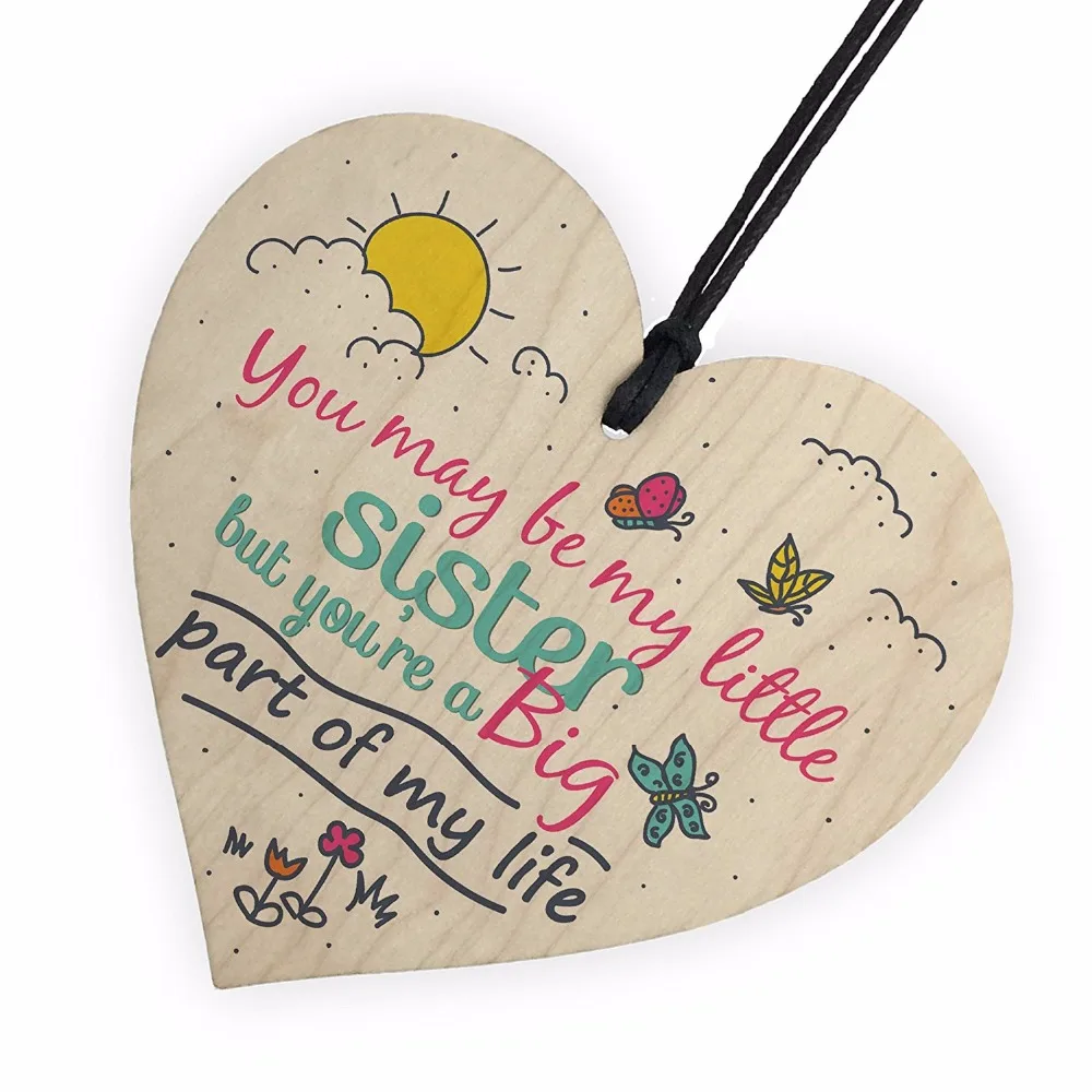 5-Meijiafei-Little-Sister-Big-Part-Of-My-Life-Wooden-Hanging-Heart-Plaque-Sister-Love-Best-Friend