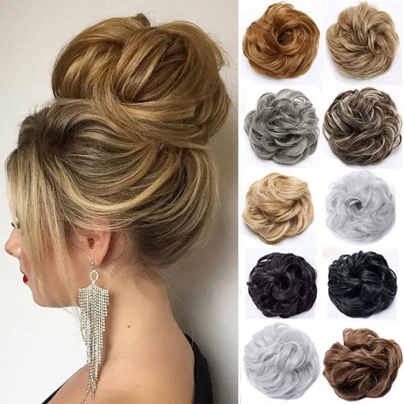 

Elastic Chignon Hairpiece Messy Curly Bun Mix Gray Natural Chignon Synthetic Hair Extension Chic and Trendys Hair Accessories