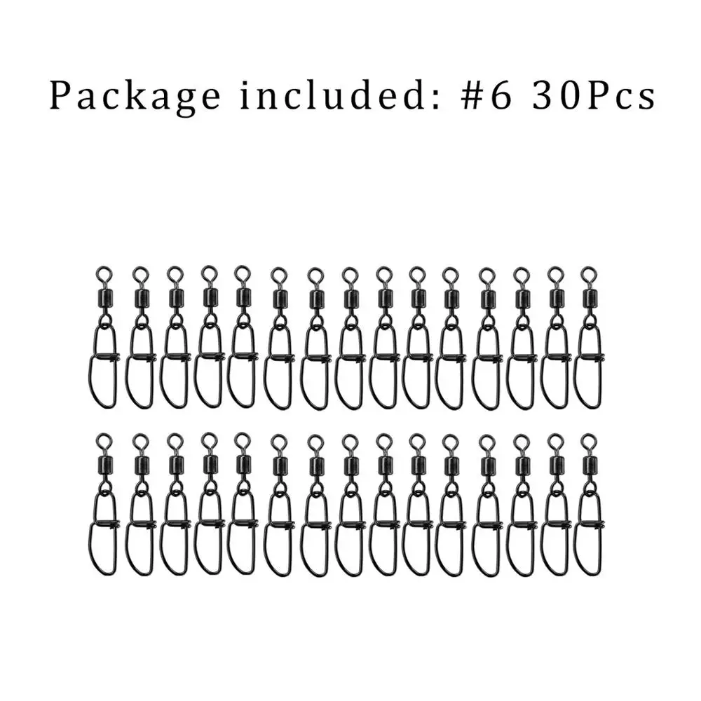 30pcs size 6 30 шт./лот#1-#8 Нержавеющая сталь рыболовный поворотный крестообразный замок защелкивающийся рыболовный крючок соединитель для приманки для рыбалки снасти - Цвет: 30pcs size 6