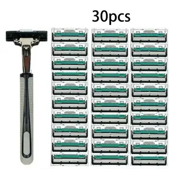 

Men's Manual Shaving Razor Double Layer Razor Trimmer 1 Knife Holder 30 Cutter Heads Set Men's Beard Knife Razor Tool Hot Sell
