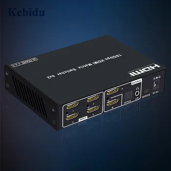 

KEBIDU 4K@60Hz HDMI Matrix 4x2 Switch Splitter Support 4:4:4 HDMI Switch 4x2 Spdif 4K HDMI 4x2 Matrix Switch with EU/US Adapter