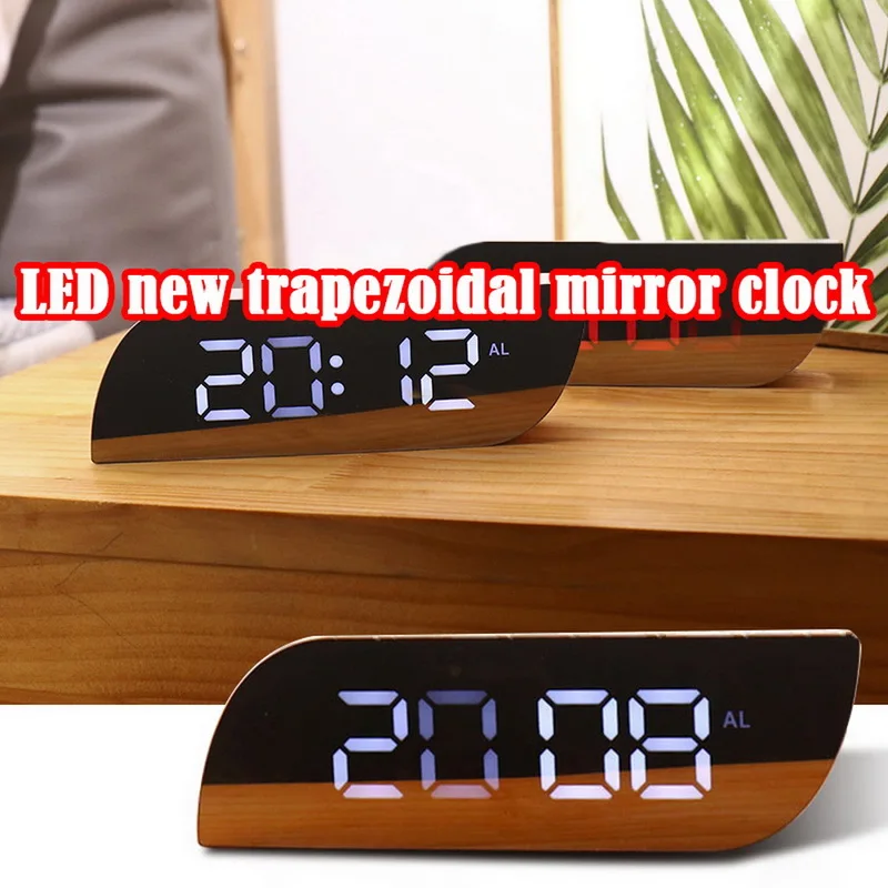 New Digital Mirror Clock LED Alarm Clock Night Lights Battery Use