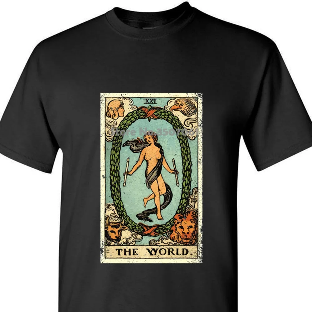 The World Tarot Card футболка круглый вырез солнечный свет Мужская пальто одежда топы |