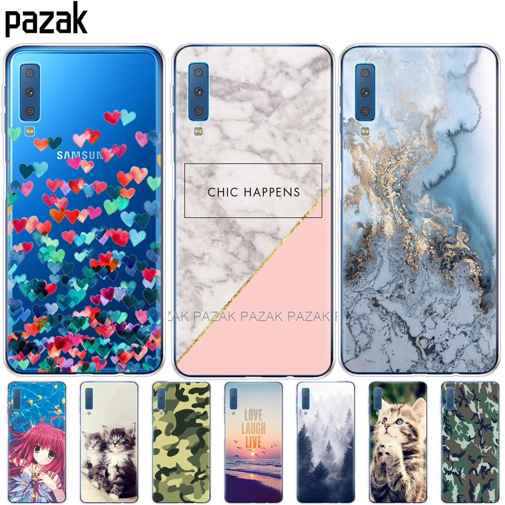 Силиконовые чехлы для Samsung Galaxy A7 2018 Цветной силиконовый чехол накладка A750 A750F 6 0