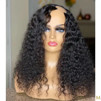 

U Part Wig Human Hair Wigs Curly Wig For Women Brazilian Remy Hair 150% Density Natural Color With Adjustable Strap JKO