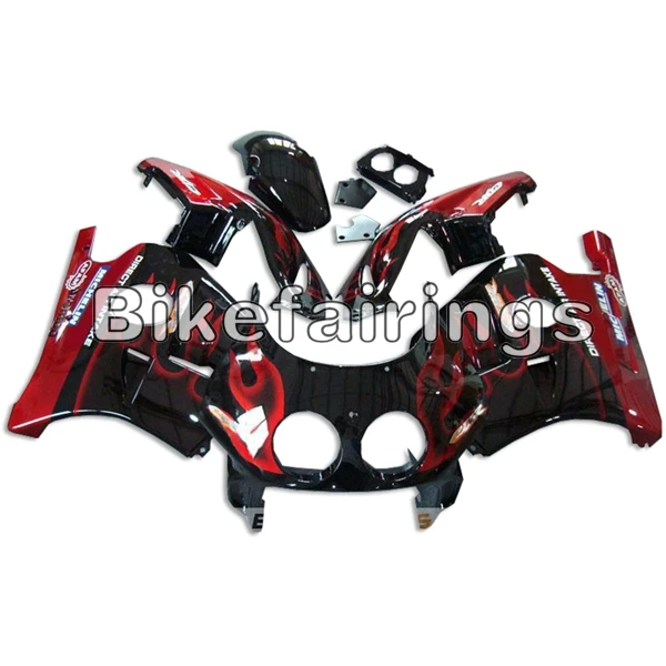 Инъекции Полный обтекатели для Honda CBR250RR CBR250 RR MC22 1990 1991 1992 1993 1994 электронный атомайзер-черный с красным пламенем
