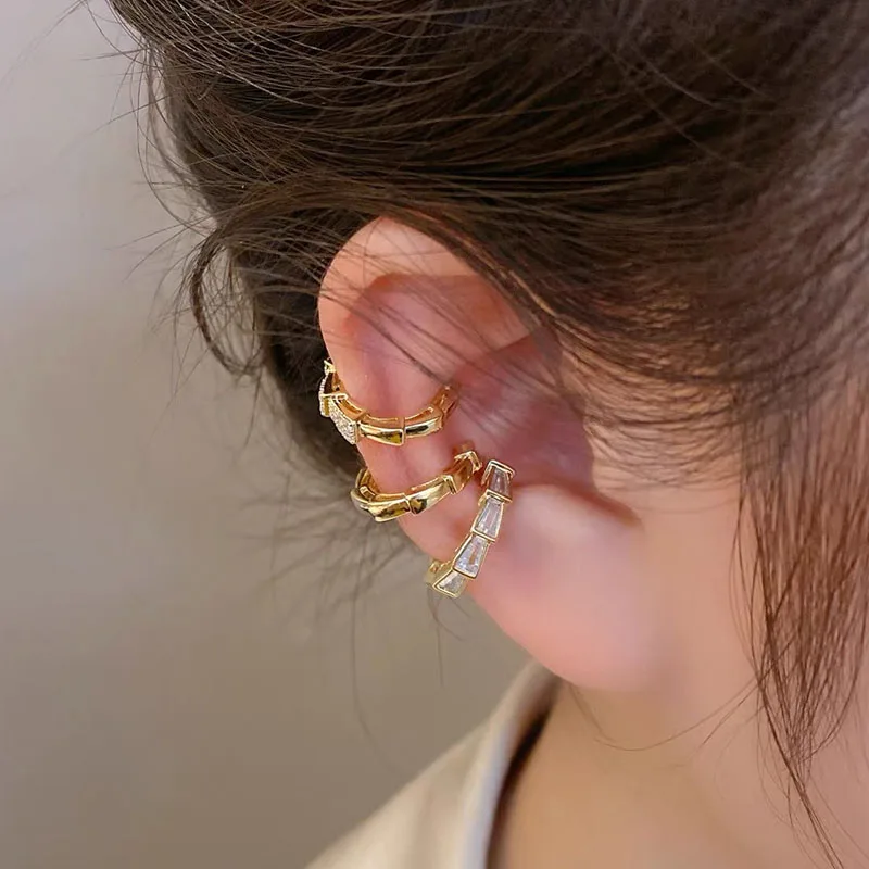 Роскошные поддельные пирсинг золотого и серебряного цвета манжеты для ушей